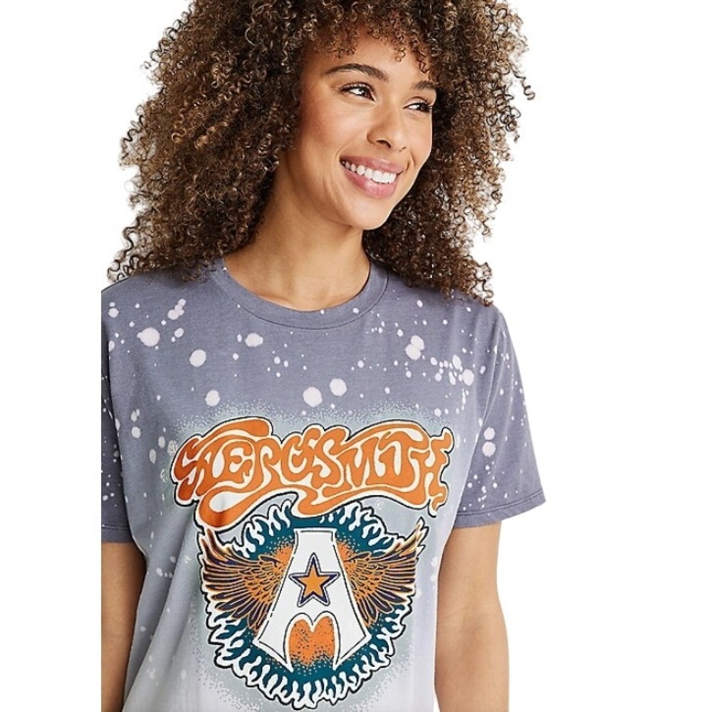 Aerosmith Short Sleeve Splatter Oversized Graphic Tee Size XS